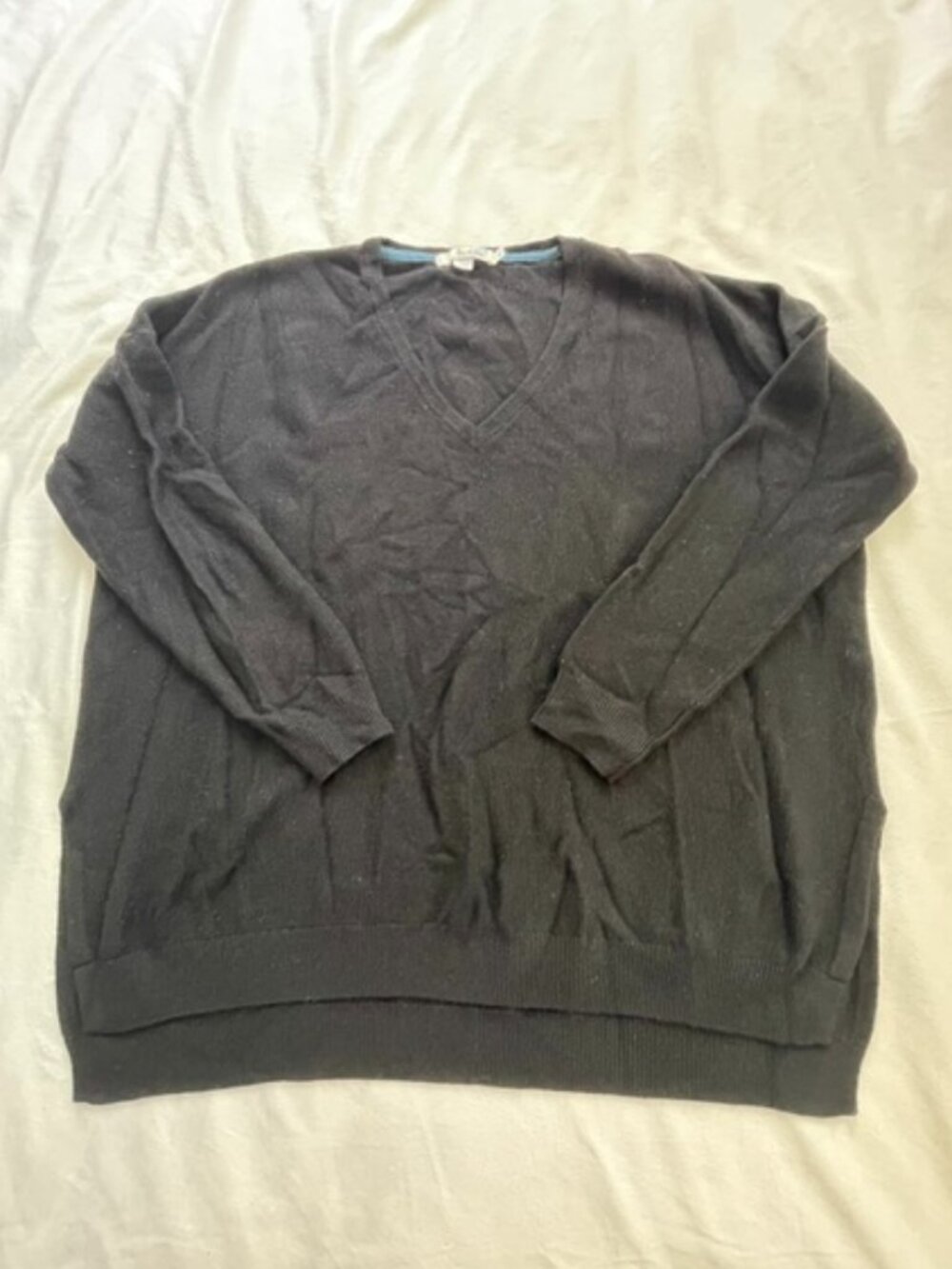 Boden Women's Long Sleeve Pullover Knit Wool V-Neck Sweater, Black, XL